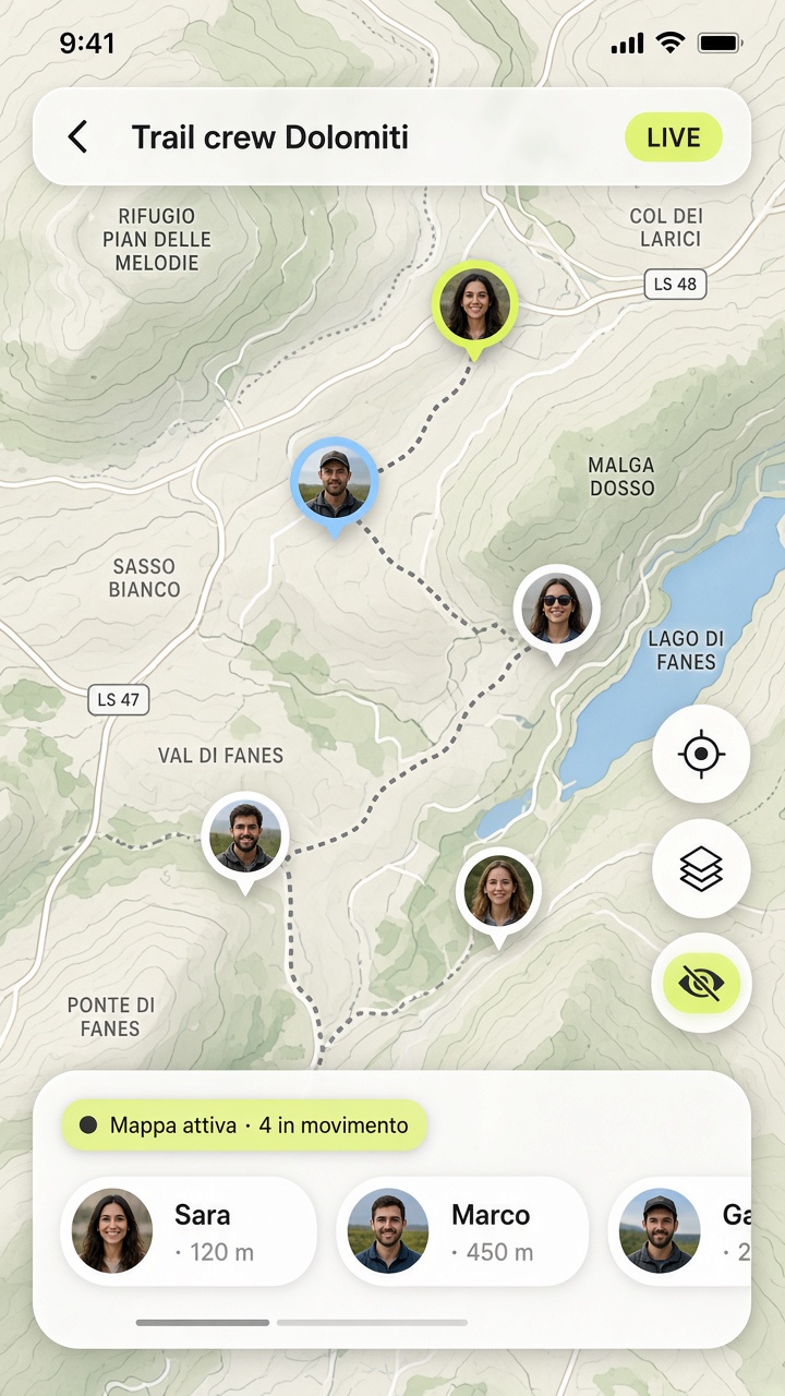 Mapa en vivo de grply con los pins de los miembros del grupo